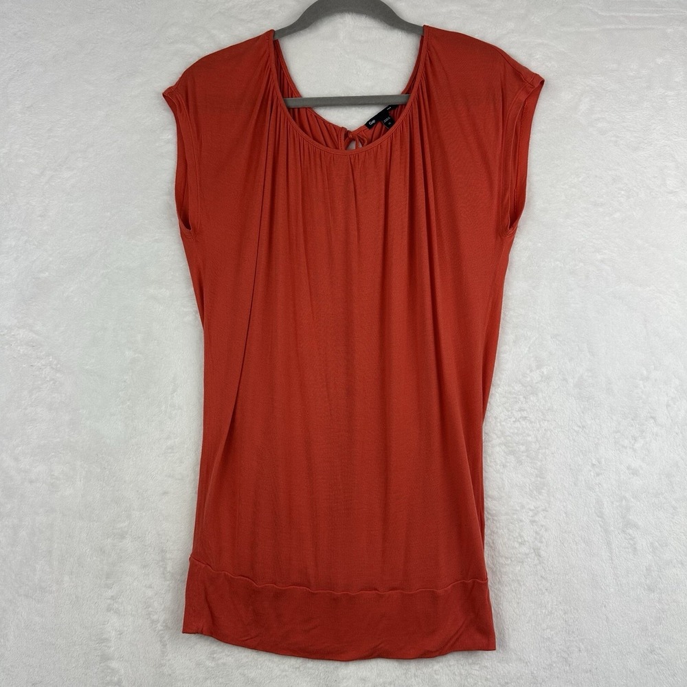 Gap Women Midi Tank Shirt XS Orange Neon Pullover Cap Sleeves